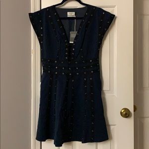 ZAC POSEN Rivet Dress Aria PLL Navy Blue